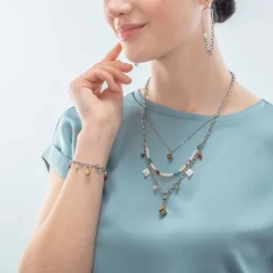 COEUR DE LION Boho Necklace Freshwater Pearls Silver & Multicolour