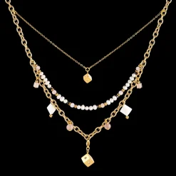 COEUR DE LION Boho Necklace Freshwater Pearls Gold & White