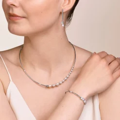 COEUR DE LION Bracelet Asymmetry Freshwater Pearls & Stainless Steel White-Silver