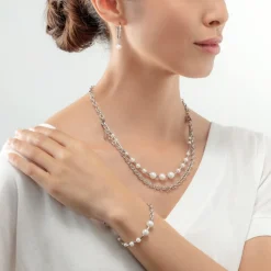 COEUR DE LION Bracelet Freshwater Pearls & Chain Multiwear Silver