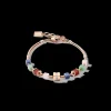 COEUR DE LION Bracelet Geocube® Big Cube Crystals Pave, Gemstones & Stainless Steel Rose Gold Multicolor Gemstone