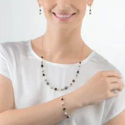 COEUR DE LION Bracelet Mysterious Cubes & Pearls Gold-Black