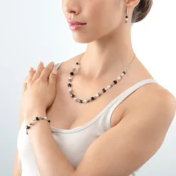 COEUR DE LION Bracelet Mysterious Cubes & Pearls Silver-Black