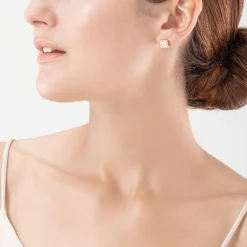 COEUR DE LION Brilliant Square Big Earrings Rosegold Crystal