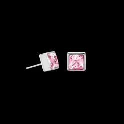 COEUR DE LION Brilliant Square Big Earrings Silver Light Pink