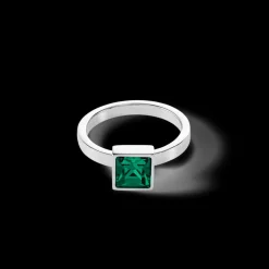 COEUR DE LION Brilliant Square Big Ring Silver Dark Green