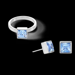 COEUR DE LION Brilliant Square Big Ring Silver Light Blue