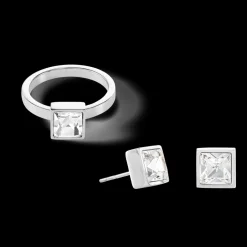 COEUR DE LION Brilliant Square Big Ring Silver Crystal