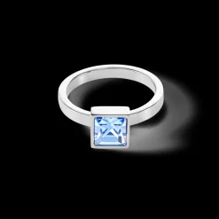 COEUR DE LION Brilliant Square Big Ring Silver Light Blue