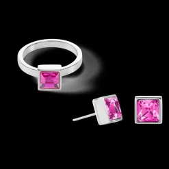 COEUR DE LION Brilliant Square Big Ring Silver Pink