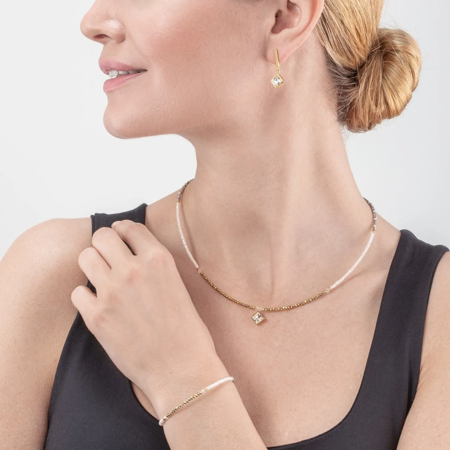 COEUR DE LION Brilliant Square Bracelet Gold-Crystal