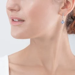 COEUR DE LION Brilliant Square Earrings Silver Light Blue