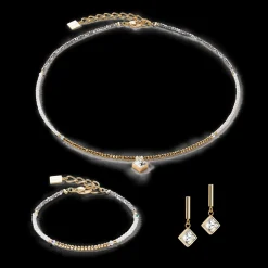 COEUR DE LION Brilliant Square Earrings Gold-Crystal