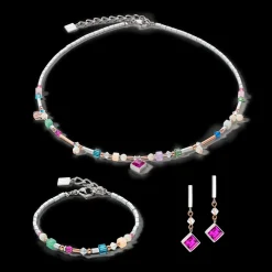 COEUR DE LION Brilliant Square Precious Earrings Multicolour Vintage