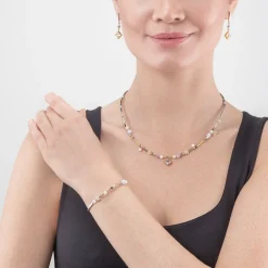 COEUR DE LION Brilliant Square Precious Necklace Multicolour Romantic Pastel