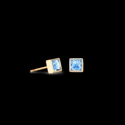 COEUR DE LION Brilliant Square Small Earrings Gold Pale Blue