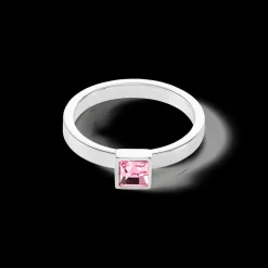 COEUR DE LION Brilliant Square Small Ring Silver Light Pink