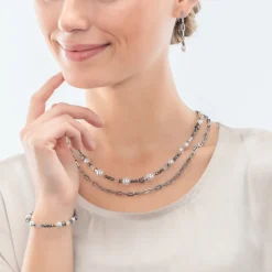 COEUR DE LION Classic Layer Necklace Silver Grey