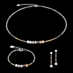 COEUR DE LION Cube Story Minimalistic Sparkling Necklace Grey Gold