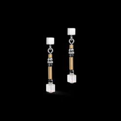 COEUR DE LION Cube Story Minimalistic Sparkling Earrings Grey Gold