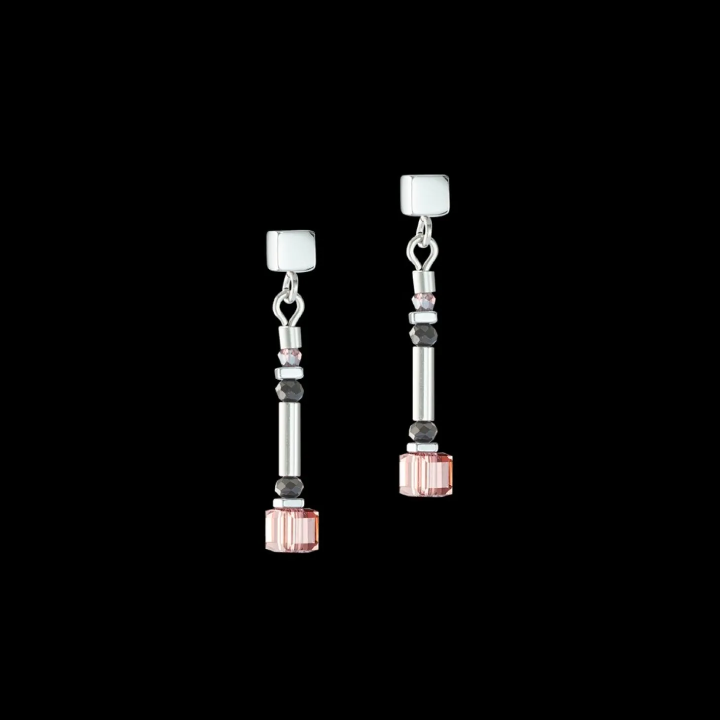 COEUR DE LION Cube Story Minimalistic Sparkling Earrings Multicolour Art Nouveau