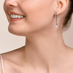 COEUR DE LION Earrings Asymmetry Freshwater Pearls & Stainless Steel White-Silver