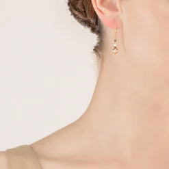COEUR DE LION Earrings Ball Small Gemstones & Crystal Pearls Brown-Gold