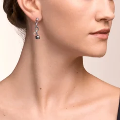 COEUR DE LION Earrings Casual & Chunky Chain Stainless Steel & Crystals Silver-Crystal