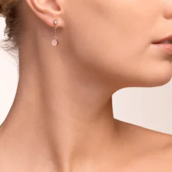 COEUR DE LION Earrings Coins & Chains Rose Gold-White
