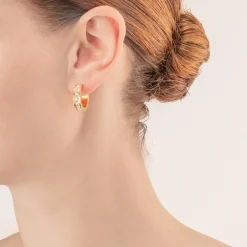 COEUR DE LION Earrings Creole 20 Stainless Steel & Crystals Gold Crystal
