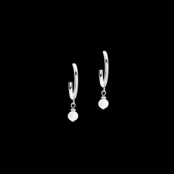 COEUR DE LION Earrings Creole Freshwater Pearls & Chain Multiwear Silver