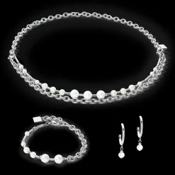 COEUR DE LION Earrings Creole Freshwater Pearls & Chain Multiwear Silver