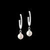 COEUR DE LION Earrings Creole Freshwater Pearls & Chunky Chain 4-In-1 White-Silver