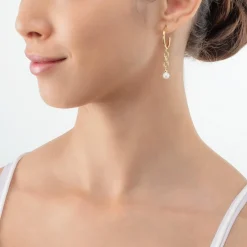 COEUR DE LION Earrings Creole Y Navette Freshwater Pearls Gold
