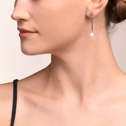 COEUR DE LION Earrings Crystal Pearls, Crystals & Stainless Steel Silver-Light Blue