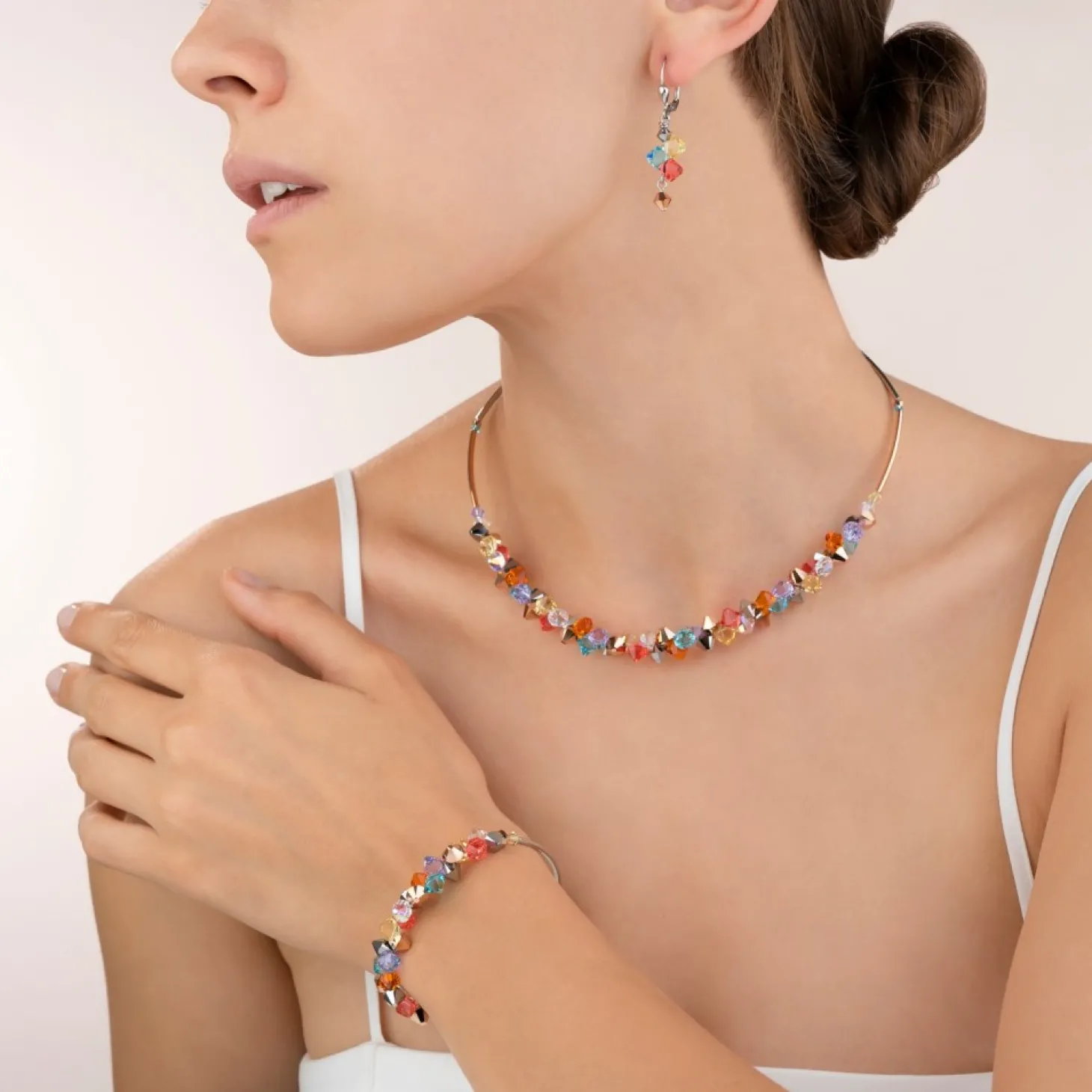 COEUR DE LION Earrings Crystals & Stainless Steel Multicolour Pastel 1