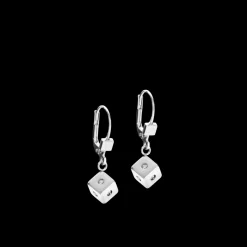 COEUR DE LION Earrings Cube Crystal Dot Stainless Steel & Crystal Glass Midnight Blue-Silver