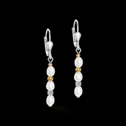 COEUR DE LION Earrings Cube Trilogy & Oval Freshwater Pearls