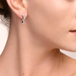 COEUR DE LION Earrings Dancing Geocube® Stainless Steel Silver