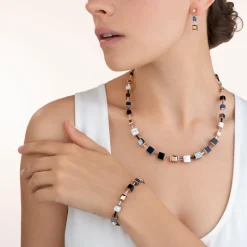 COEUR DE LION Earrings Geocube® Blue-Rose Gold