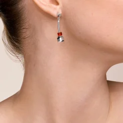 COEUR DE LION Earrings Geocube® Frontline Silver-Red