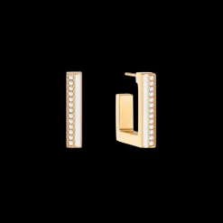 COEUR DE LION Earrings Hoops Square Stripes 20 Gold-White