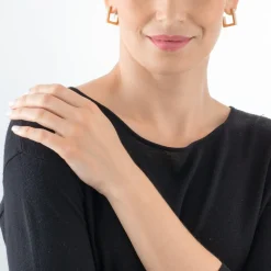 COEUR DE LION Earrings Hoops Square Stripes 20 Gold-White