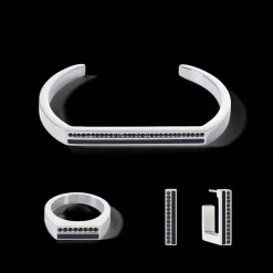 COEUR DE LION Earrings Hoops Square Stripes 20 Silver-Black