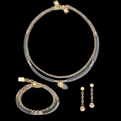 COEUR DE LION Earrings 4-In-1 Ball Stainless Steel Chain & Hematite Gold