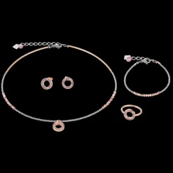 COEUR DE LION Earrings Ring Crystals Pave Rose Small & Stainless Steel Rose Gold & Silver