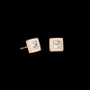 COEUR DE LION Earrings Square Stainlees Steel Rose Gold & Crystal