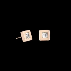 COEUR DE LION Earrings Square Stainlees Steel Rose Gold & Crystal