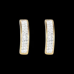 COEUR DE LION Earrings Stainless Steel Gold & Crystals Pave Crystal