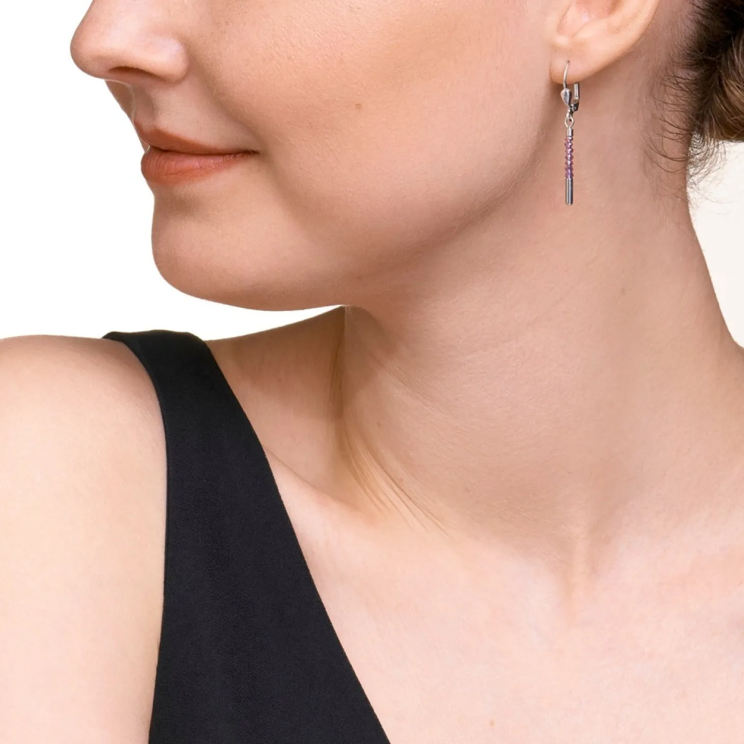 COEUR DE LION Earrings Waterfall Small Stainless Steel & Glass Lilac